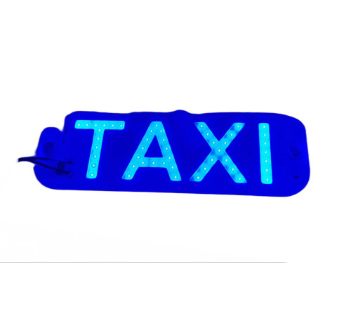 Табличка TAXI на лобове скло світлодіодна на присосках LED шашка для таксі 12в Синя (17366)