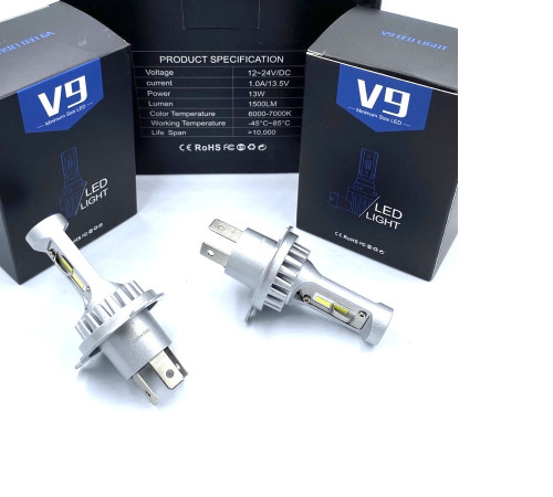 Автомобільні світлодіодні лампи V9 із цоколем H4 (V9H4)